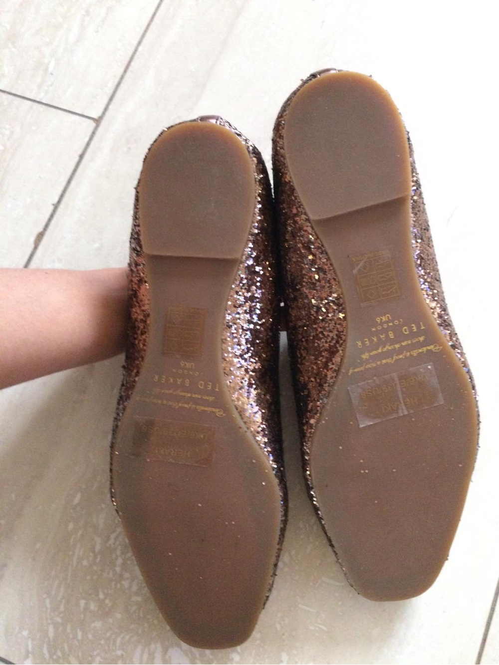 Ted Baker Women's Glitter Ballet Flats — Rose Bronze